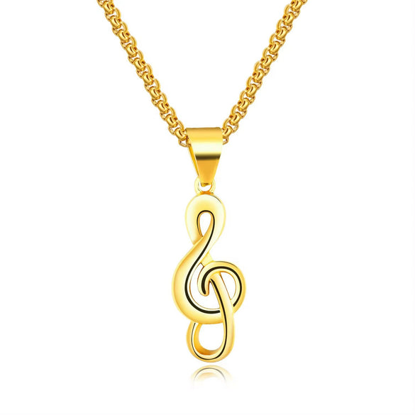 Wholesale Creative Music Symbol Small Commodity Necklace Alloy Titanium Steel Electroplated Unisex