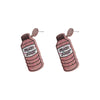 Wholesale Creative Painted Printing Pink Bottle Exaggerated Acrylic Earrings For Women