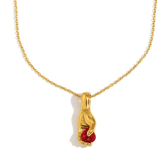 Wholesale Creative Pendant Necklace With Geometric Pattern Made Of Stainless Steel And Titanium Steel 18K Gold Plated Hand Gem For Women Fashion Ol Style