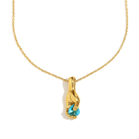 Wholesale Creative Pendant Necklace With Geometric Pattern Made Of Stainless Steel And Titanium Steel 18K Gold Plated Hand Gem For Women Fashion Ol Style