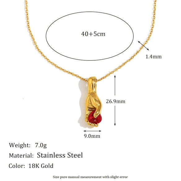 Wholesale Creative Pendant Necklace With Geometric Pattern Made Of Stainless Steel And Titanium Steel 18K Gold Plated Hand Gem For Women Fashion Ol Style