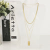 Wholesale Creative Square Face Avatar Titanium Steel Necklace With Electroplating Multi Layer Simple Sweater Chain