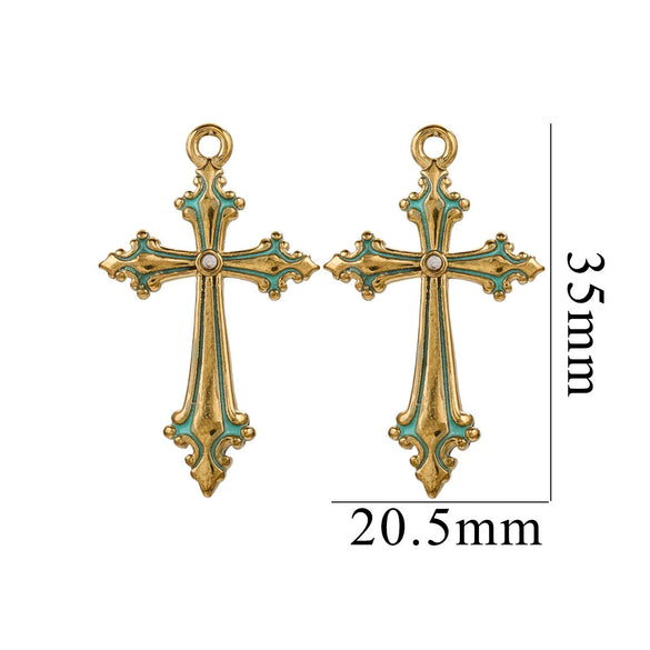 Wholesale Cross Jewelry High Quality Stainless Steel Titanium Steel Plated 18K Gold Oil Pressure Process Totem Pattern