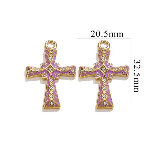 Wholesale Cross Jewelry High Quality Stainless Steel Titanium Steel Plated 18K Gold Oil Pressure Process Totem Pattern