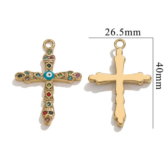 Wholesale Cross Jewelry High Quality Stainless Steel Titanium Steel Plated 18K Gold Oil Pressure Process Totem Pattern