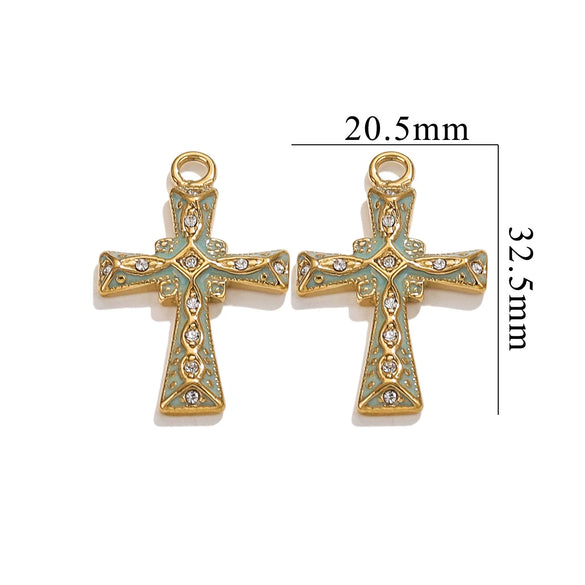 Wholesale Cross Jewelry High Quality Stainless Steel Titanium Steel Plated 18K Gold Oil Pressure Process Totem Pattern