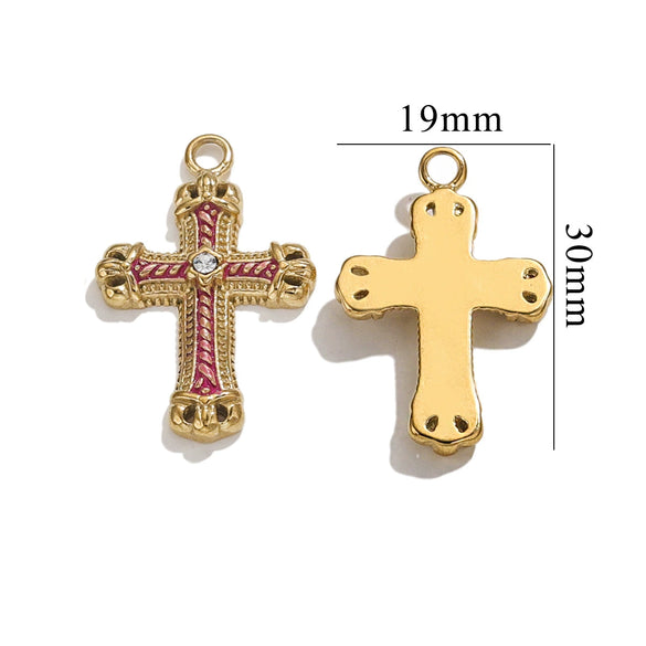 Wholesale Cross Jewelry High Quality Stainless Steel Titanium Steel Plated 18K Gold Oil Pressure Process Totem Pattern