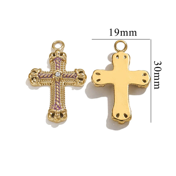 Wholesale Cross Jewelry High Quality Stainless Steel Titanium Steel Plated 18K Gold Oil Pressure Process Totem Pattern