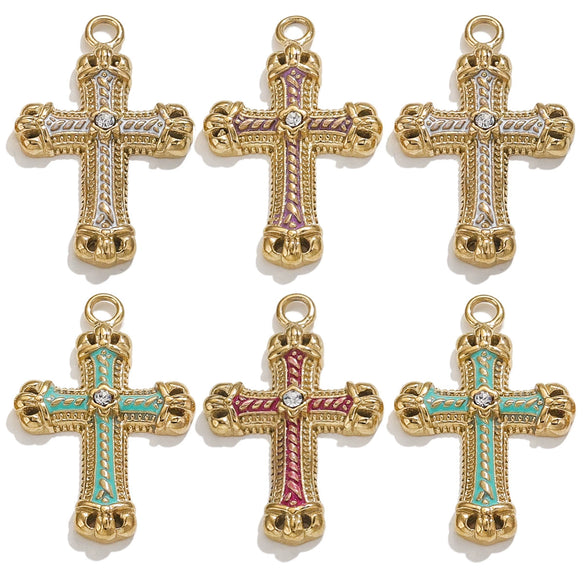 Wholesale Cross Jewelry High Quality Stainless Steel Titanium Steel Plated 18K Gold Oil Pressure Process Totem Pattern