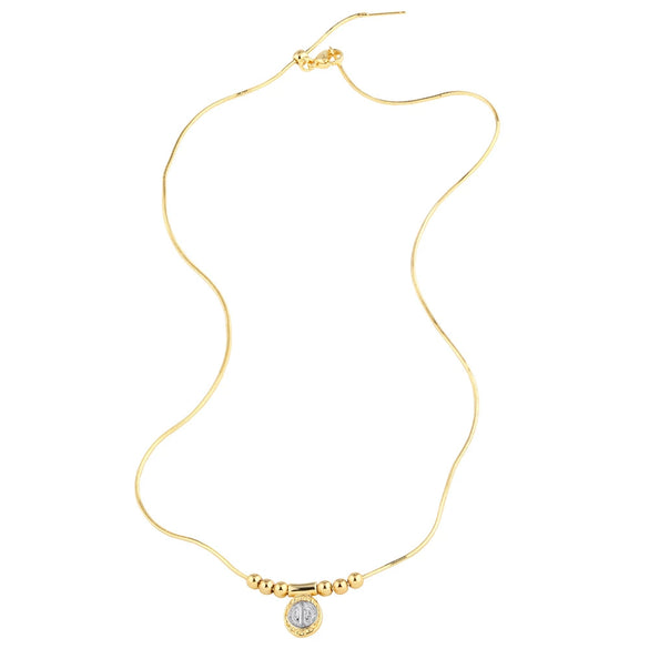 Wholesale Cross Madonna Pendant Necklace For Women Gold Plated Copper Geometric Shape Electroplated