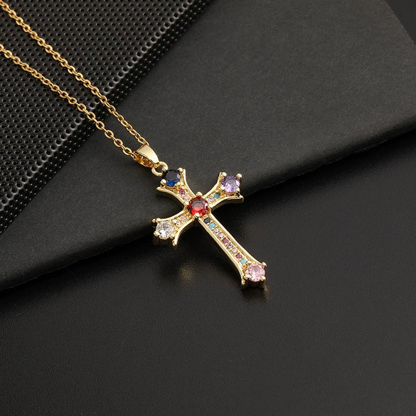 Wholesale Cross Necklace Pendant Hiphop Fashion Light Luxury Style Copper Ochain Micropaved For Men And Women