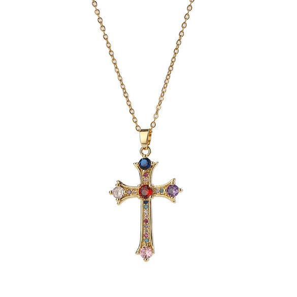 Wholesale Cross Necklace Pendant Hiphop Fashion Light Luxury Style Copper Ochain Micropaved For Men And Women
