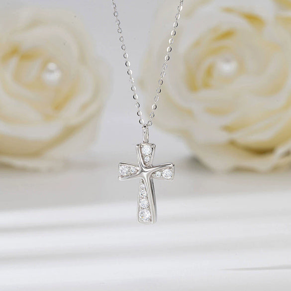 Wholesale Cross Necklace S925 Sterling Silver Inlaid With Diamonds Geometric Style Electroplated For Men And Women