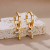 Wholesale Cross Pendant Earrings Geometric Shape Stainless Steel 18K Gold Plated Electroplating For Women