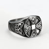 Wholesale Cross Ring In Viking Retro Style For Unisex Stainless Steel With Animal Zodiac Pattern And Electroplating