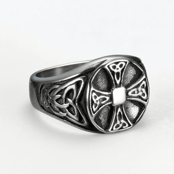 Wholesale Cross Ring In Viking Retro Style For Unisex Stainless Steel With Animal Zodiac Pattern And Electroplating
