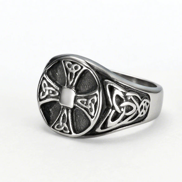 Wholesale Cross Ring In Viking Retro Style For Unisex Stainless Steel With Animal Zodiac Pattern And Electroplating