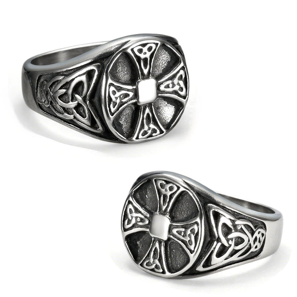Wholesale Cross Ring In Viking Retro Style For Unisex Stainless Steel With Animal Zodiac Pattern And Electroplating