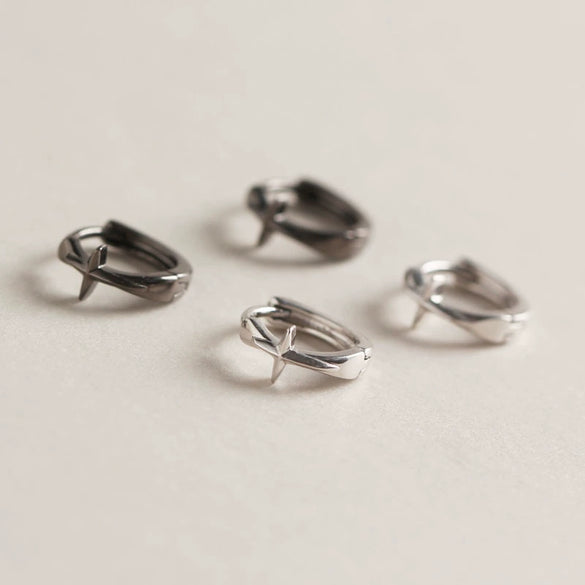 Wholesale Cross Silver Ear Buckle Earrings S925 Sterling Silver Electroplated Unisex Minimalist Hipster Style