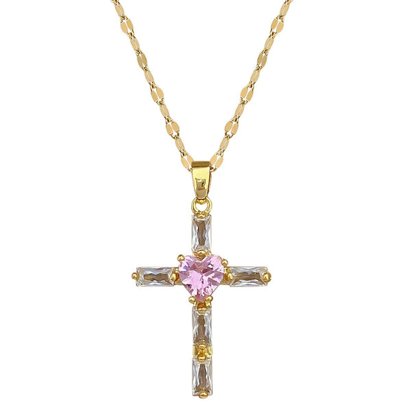 Wholesale Cross Titanium Steel And Copper Necklace With Geometric Pattern For Women