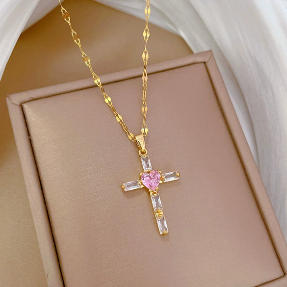 Wholesale Cross Titanium Steel And Copper Necklace With Geometric Pattern For Women