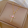 Wholesale Cross Titanium Steel And Copper Necklace With Geometric Pattern For Women