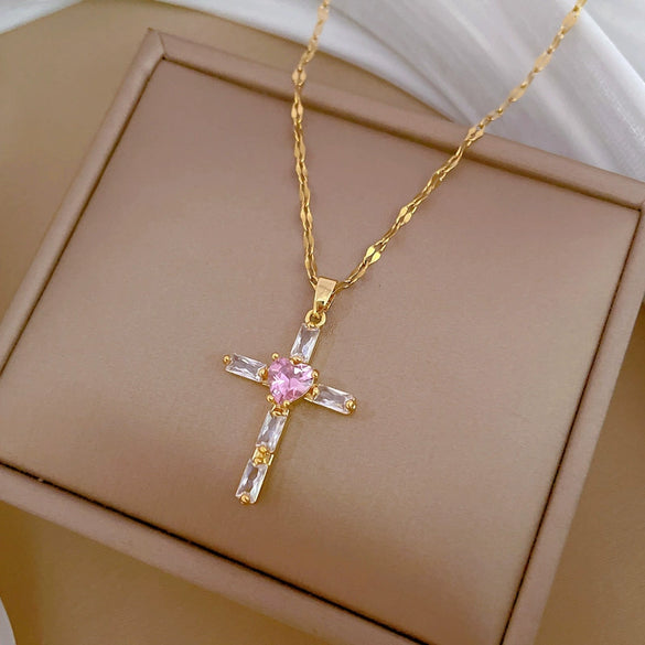 Wholesale Cross Titanium Steel And Copper Necklace With Geometric Pattern For Women