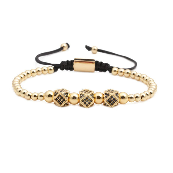 Wholesale Crown Pattern Copper Microinlaid Zircon Bracelet Set Unisex