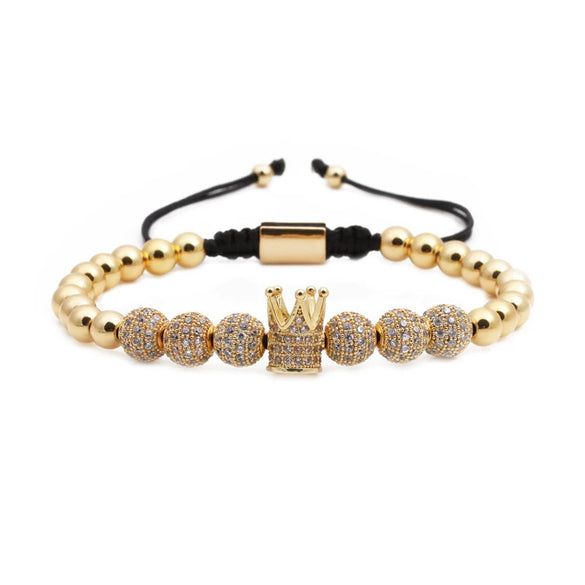 Wholesale Crown Pattern Copper Microinlaid Zircon Bracelet Set Unisex