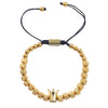 Wholesale Crown Style Titanium Steel Beaded Pineapple Bead Hand Woven Adjustable Electroplated Men's Bracelet