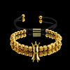 Wholesale Crown Style Titanium Steel Beaded Pineapple Bead Hand Woven Adjustable Electroplated Men's Bracelet