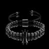 Wholesale Crown Style Titanium Steel Beaded Pineapple Bead Hand Woven Adjustable Electroplated Men's Bracelet