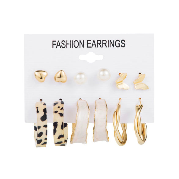 Wholesale Crystal Alloy Acrylic Fashion Elegant Retro Animals Geometric Earrings Set For Women With Electroplating