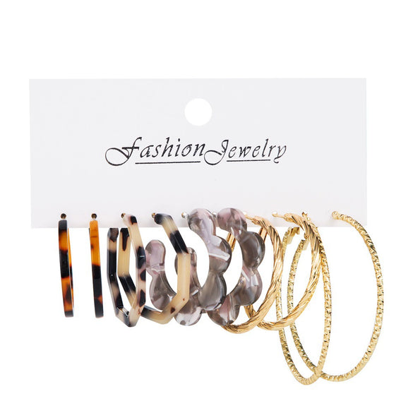 Wholesale Crystal Alloy Acrylic Fashion Elegant Retro Animals Geometric Earrings Set For Women With Electroplating