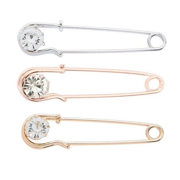 Wholesale Crystal Brooch Metal Rhinestone Crown Geometric Style Electroplating Women's Shoulder Strap Fixed Pin
