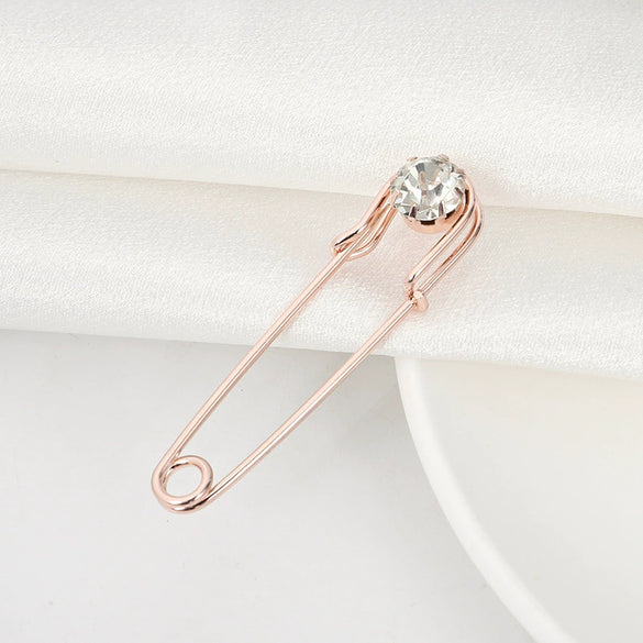 Wholesale Crystal Brooch Metal Rhinestone Crown Geometric Style Electroplating Women's Shoulder Strap Fixed Pin