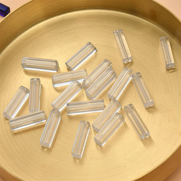 Wholesale Crystal Glass Long Square Straight Tube Beads Jewelry Making Materials For Earring Necklace Bracelet
