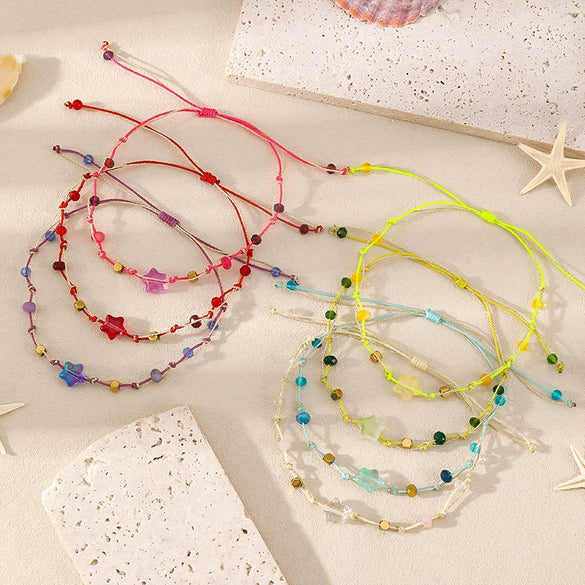 Wholesale Crystal Handmade Star Pattern Braided Bracelet For Women