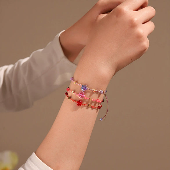 Wholesale Crystal Handmade Star Pattern Braided Bracelet For Women