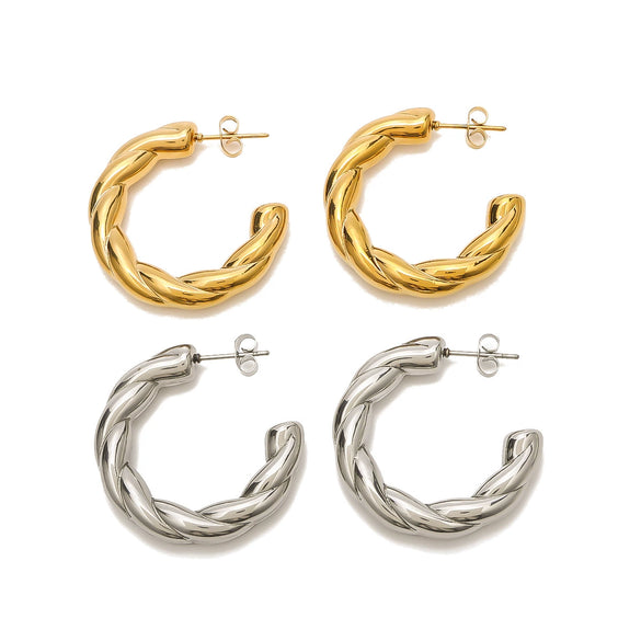 Wholesale Cshaped Exaggerated Big Earrings For Women Stainless Steel Ins Style Geometric Design Electroplated