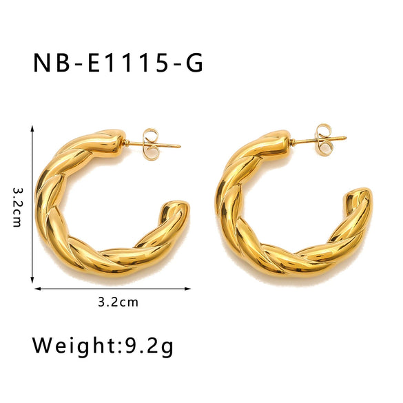 Wholesale Cshaped Exaggerated Big Earrings For Women Stainless Steel Ins Style Geometric Design Electroplated