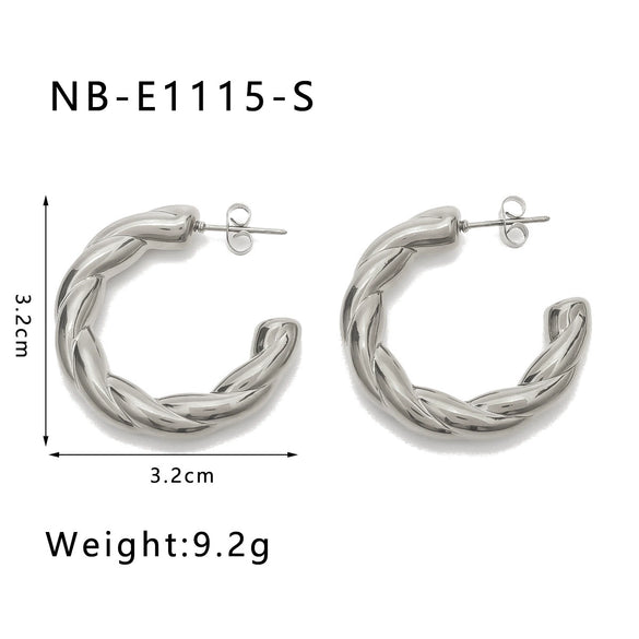 Wholesale Cshaped Exaggerated Big Earrings For Women Stainless Steel Ins Style Geometric Design Electroplated