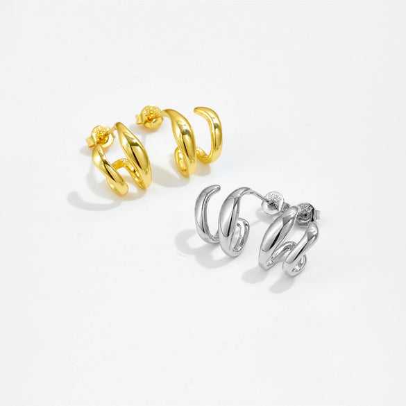 Wholesale Cshaped Geometric Earrings For Women Copper Plated 18K Gold Electroplating