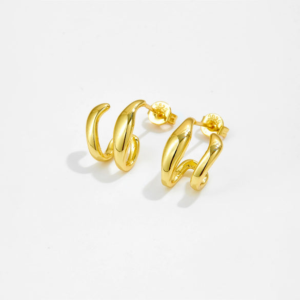 Wholesale Cshaped Geometric Earrings For Women Copper Plated 18K Gold Electroplating