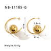 Wholesale Cshaped Hollow Stainless Steel Earrings With Round Ball Design And Geometric Shape 18K Vacuum Plated In Furnace For Women