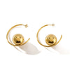 Wholesale Cshaped Hollow Stainless Steel Earrings With Round Ball Design And Geometric Shape 18K Vacuum Plated In Furnace For Women