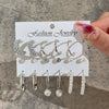 Wholesale Cshaped Imitation Pearl Earrings Set Alloy Animal Zodiac Pattern Set With Diamonds Retro Women's