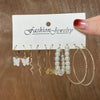 Wholesale Cshaped Imitation Pearl Earrings Set Alloy Animal Zodiac Pattern Set With Diamonds Retro Women's