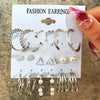 Wholesale Cshaped Imitation Pearl Earrings Set Alloy Animal Zodiac Pattern Set With Diamonds Retro Women's