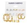 Wholesale Cshaped Imitation Pearl Earrings Set Alloy Animal Zodiac Pattern Set With Diamonds Retro Women's